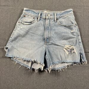 Abercrombie & Fitch 4" Mom Short High Rise Distressed Blue Denim Women Size 26